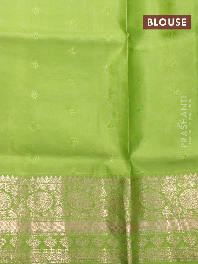 Pure soft silk saree cs blue and light green with zari woven buttas and floral zari woven border