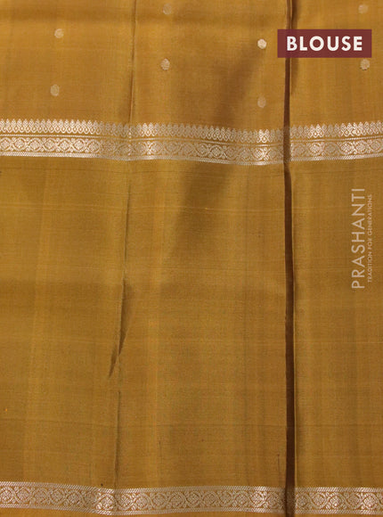 Pure soft silk saree green and mustard shade with annam zari woven buttas and rettapet zari woven border