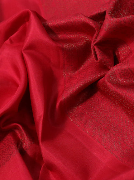 Pure soft silk saree red with thread & zari woven buttas in borderless style