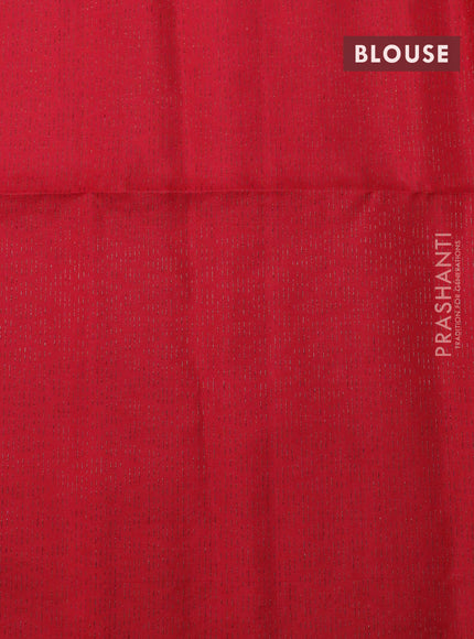 Pure soft silk saree red with thread & zari woven buttas in borderless style