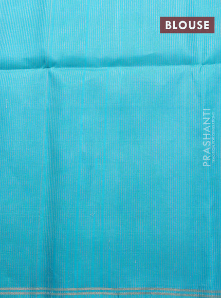 Pure soft silk saree pastel pink and teal blue with plain body and small zari woven border