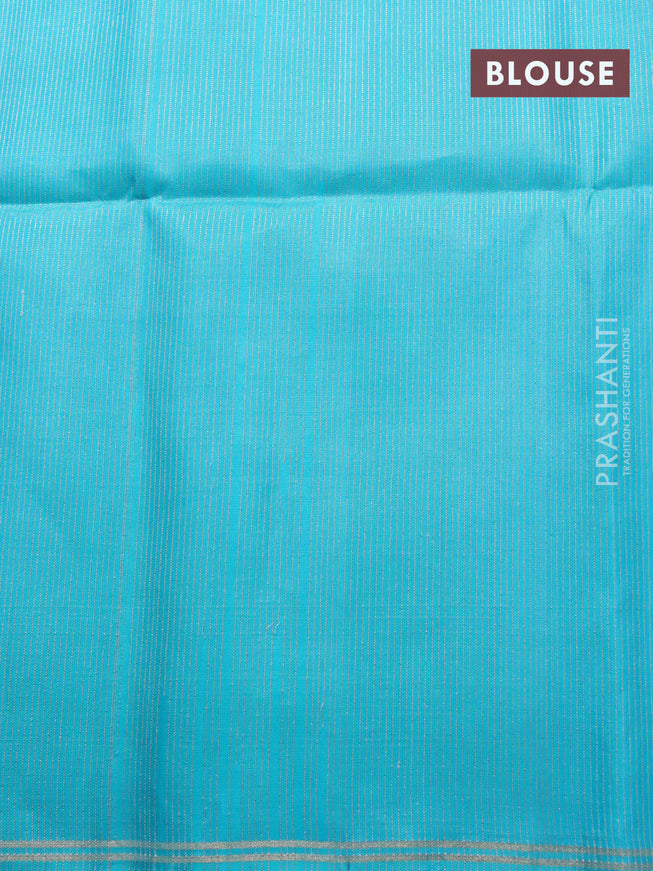 Pure soft silk saree pastel pink and teal blue with plain body and small zari woven border