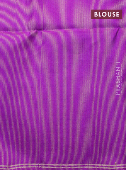 Pure soft silk saree sandal and purple with plain body and small zari woven border