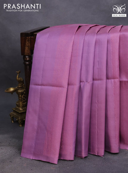 Pure soft silk saree lavender shade with allover thread weaves in borderless style