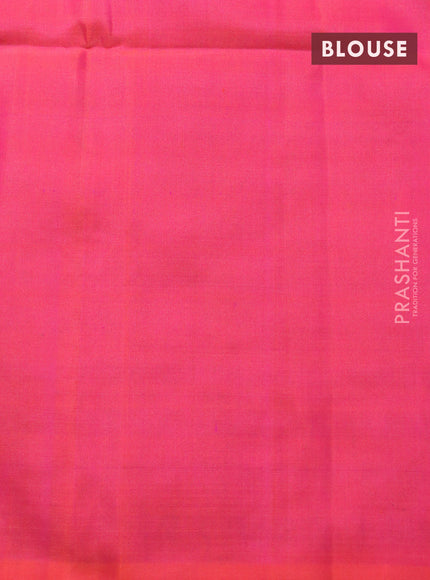 Pure soft silk saree dual shade of pinkish orange with thread & zari woven buttas in borderless style