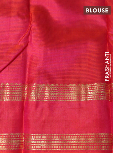 Pure soft silk saree beige and dual shade of pinkish orange with thread & zari woven buttas and rettapet zari woven border