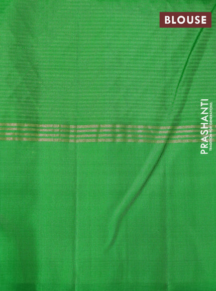 Pure soft silk saree dual shade of pinkish orange and green with zari woven buttas and zari woven simple border