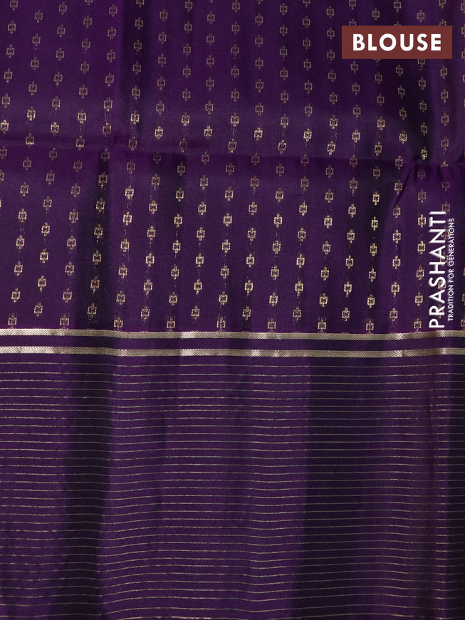 Pure soft silk saree mango yellow and violet with allover zari woven butta weaves and zari wwoven border