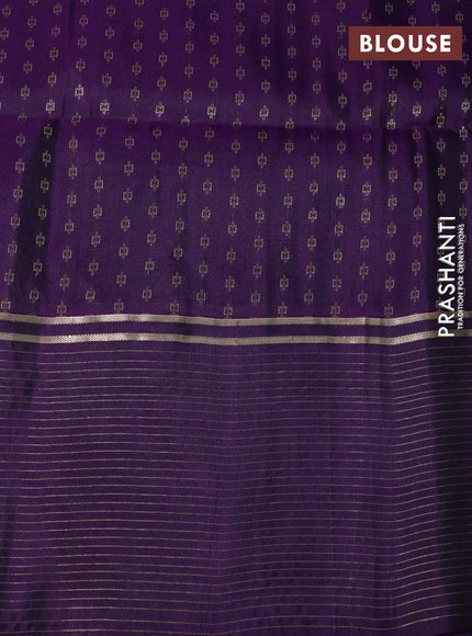 Pure soft silk saree lime green and violet with allover zari woven butta weaves and zari wwoven border