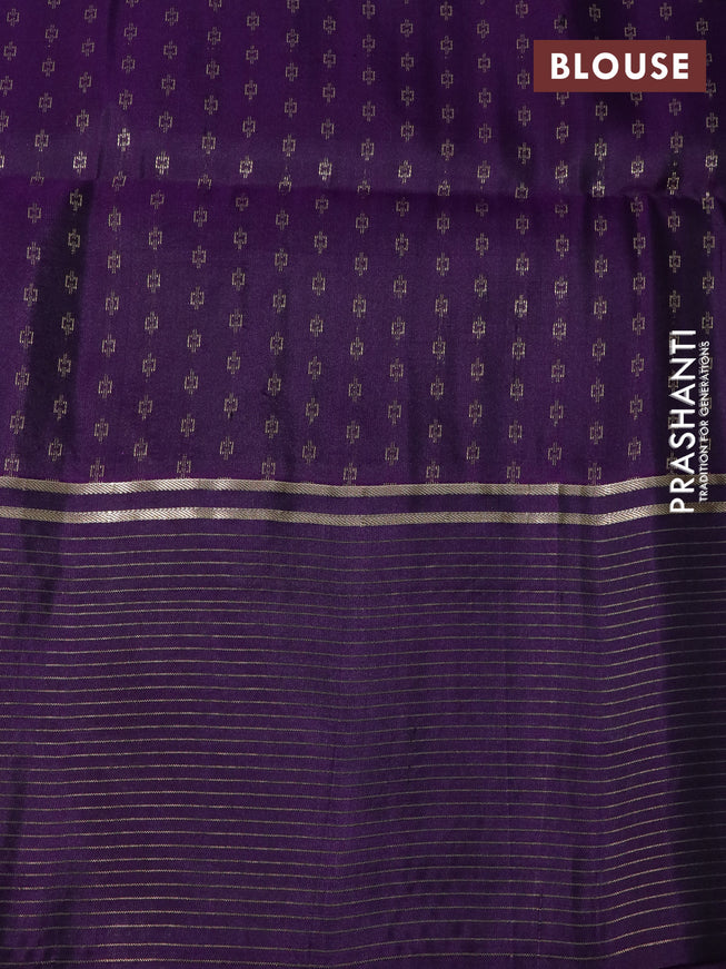 Pure soft silk saree lime green and violet with allover zari woven butta weaves and zari wwoven border