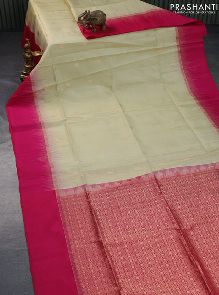 Pure soft silk saree cream and pink with zari woven buttas and zari woven simple border