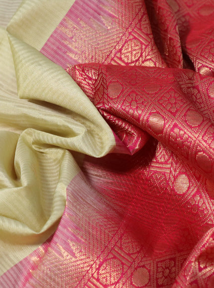 Pure soft silk saree cream and pink with zari woven buttas and zari woven simple border