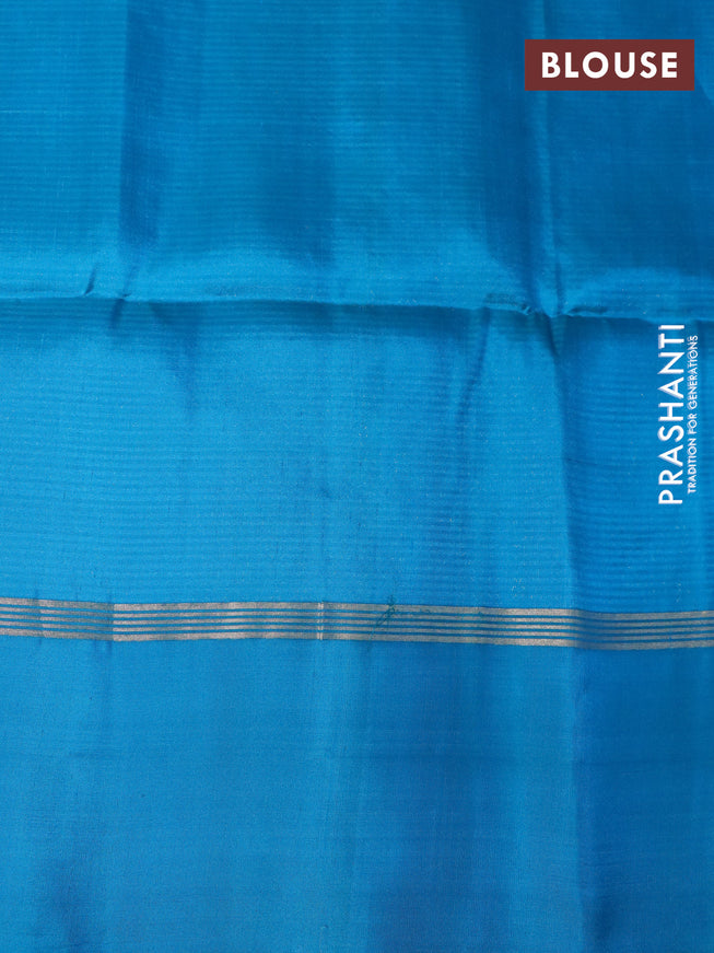 Pure soft silk saree mustard yellow and cs blue with zari woven muniya buttas and zari woven simple border