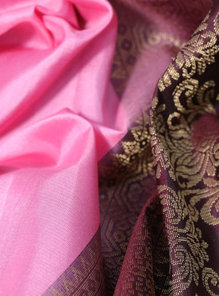 Pure soft silk saree light pink and deep maroon with zari woven buttas and zari woven butta border