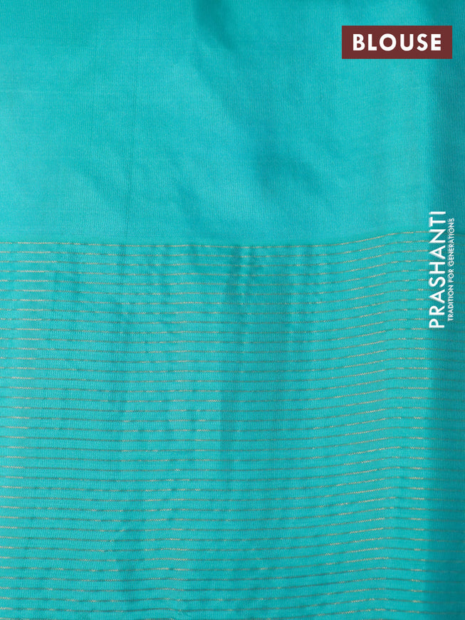 Pure soft silk saree light pink and teal blue shade with zari woven buttas and zari woven butta border