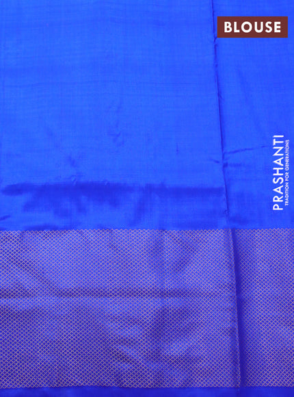 Pochampally silk saree cs blue and blue with allover ikat weaves and long zari woven border