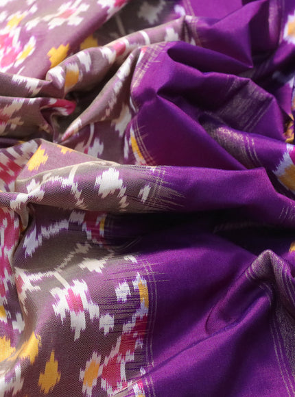 Pochampally silk saree purple shade and purple with allover ikat weaves and long zari woven border