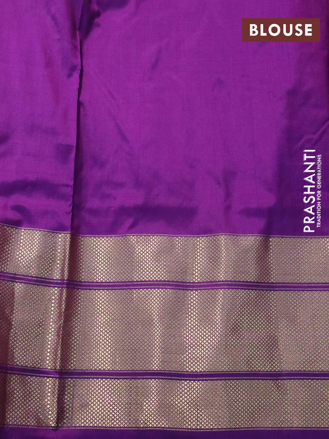 Pochampally silk saree purple shade and purple with allover ikat weaves and long zari woven border