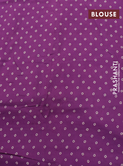 Muslin silk saree purple and green with allover butta prints & pita work and printed border