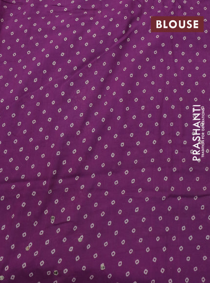 Muslin silk saree purple and green with allover dabu prints & pita work and ajrakh printed border