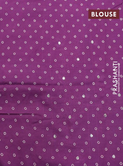 Muslin silk saree purple with allover dabu prints & pita work and ajrakh printed border