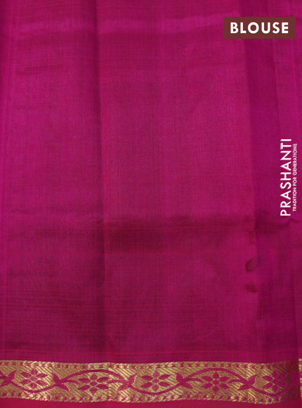 Silk cotton saree green and pink with plain body and zari woven border