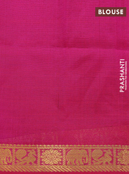 Silk cotton saree pastel green and pink with plain body and zari woven border