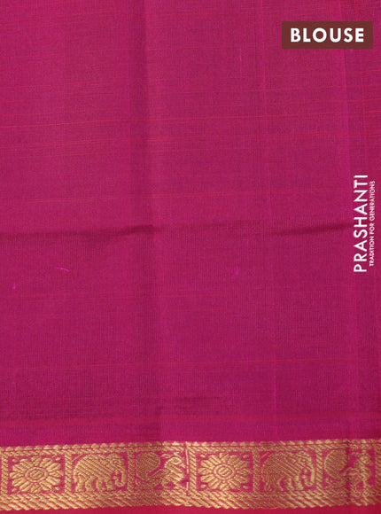 Silk cotton saree navy blue and pink with plain body and zari woven border