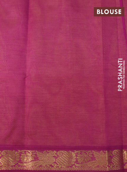 Silk cotton saree lime yellow and magenta pink with plain body and annam zari woven border