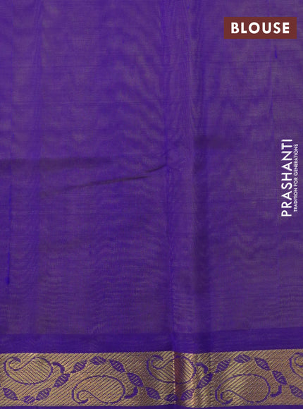 Silk cotton saree lime yellow and violet with plain body and paisley zari woven border