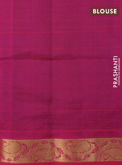 Silk cotton saree navy blue and pink with plain body and paisley zari woven border