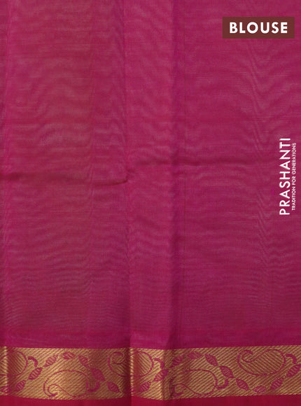 Silk cotton saree pastel green and pink with plain body and paisley zari woven border