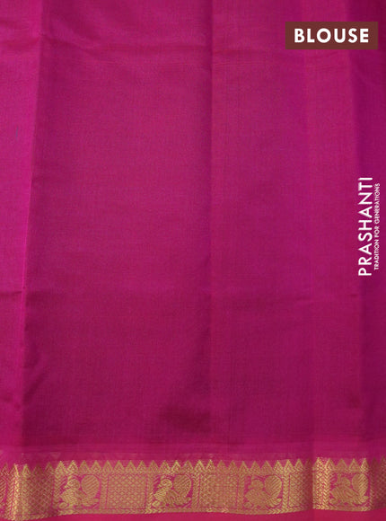 Silk cotton saree deep maroon and pink with plain body and annam zari woven border