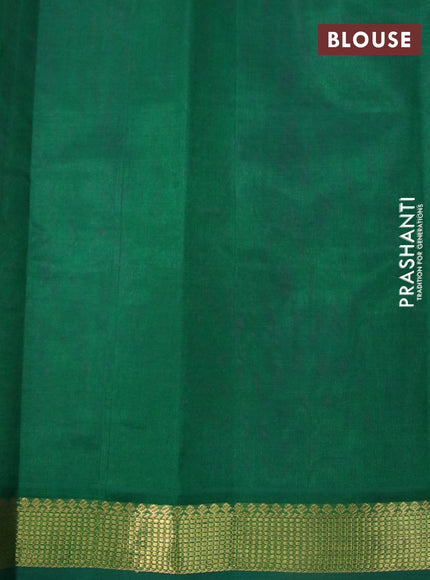 Silk cotton saree candy pink and green with plain body and zari woven border