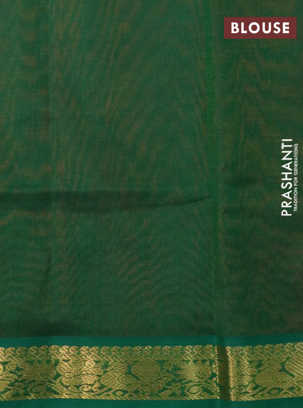 Silk cotton saree rustic orange and green with plain body and annam zari woven border