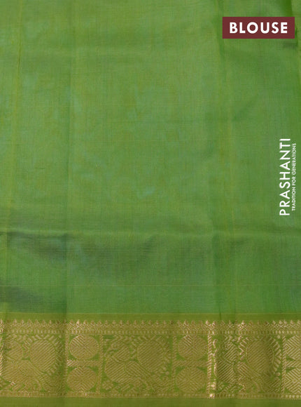 Silk cotton saree cs blue and light green with plain body and zari woven border