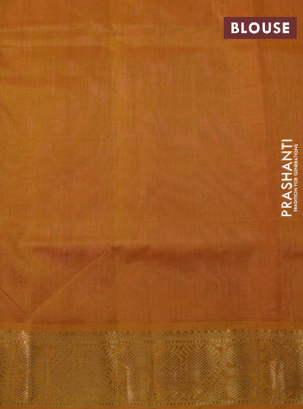 Silk cotton saree pink and mustard yellow with plain body and zari woven border