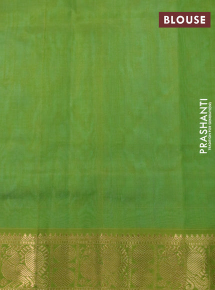 Silk cotton saree teal blue and light green with plain body and zari woven border