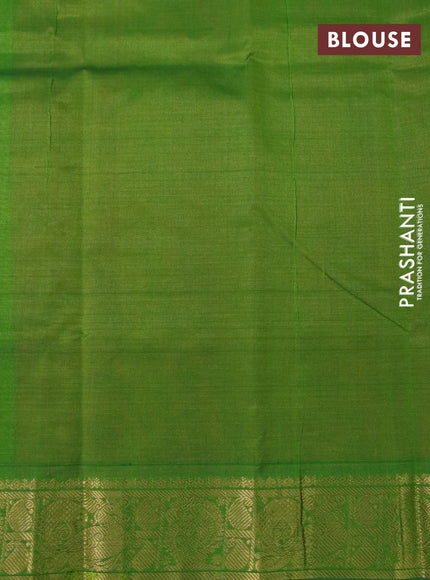 Silk cotton saree dual shade of pinkish yellow and light green with plain body and zari woven border