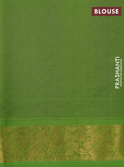 Silk cotton saree purple and light green with plain body and peacock zari woven border