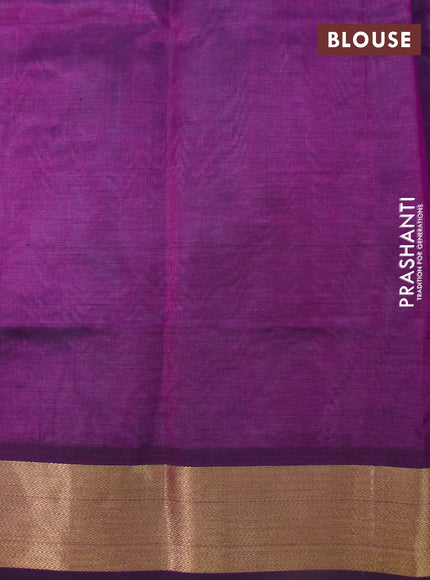 Silk cotton saree grey and purple with plain body and zari woven border