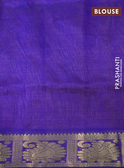 Silk cotton saree mustard shade and blue with plain body and zari woven border