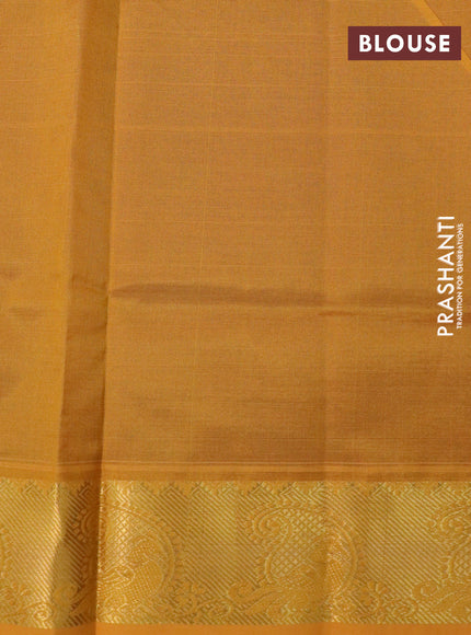 Silk cotton saree dark magenta pink and mustard yellow with plain body and zari woven border