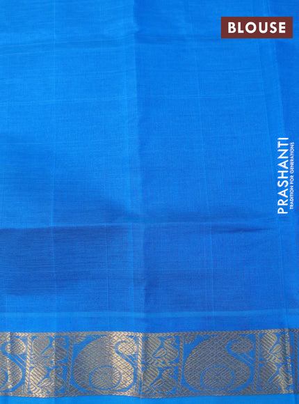 Silk cotton saree blue and cs blue with plain body and paisley zari woven border