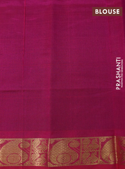 Silk cotton saree black and pink with plain body and paisley zari woven border