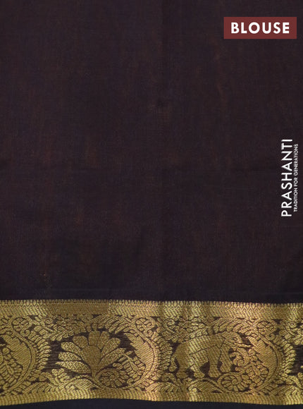 Silk cotton saree mango yellow and coffee brown with plain body and zari woven border