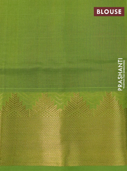 Silk cotton saree maroon and light green with plain body and temple design zari woven border