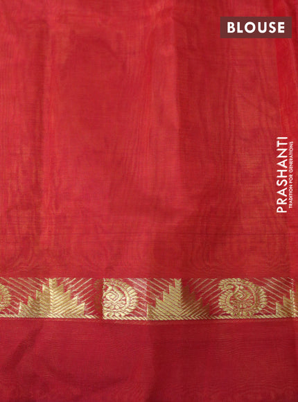 Silk cotton saree mango yellow and maroon with plain body and tenple & paisley zari woven simple border