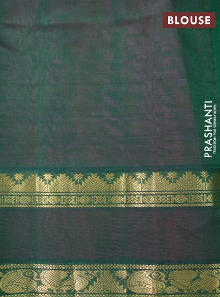 Silk cotton saree pink and green with plain body and rettapet zari woven border