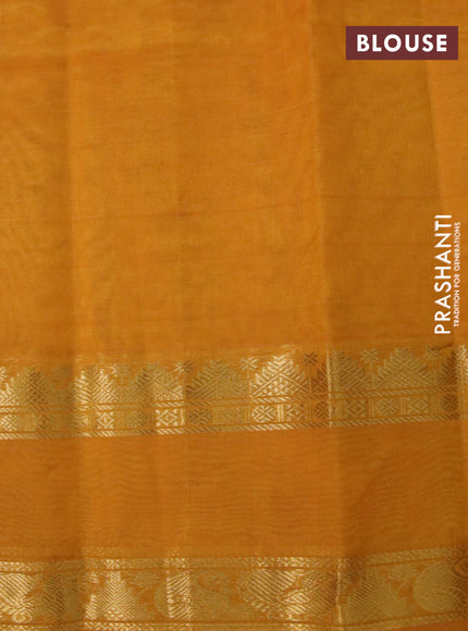 Silk cotton saree mango yellow with plain body and rettapet zari woven border